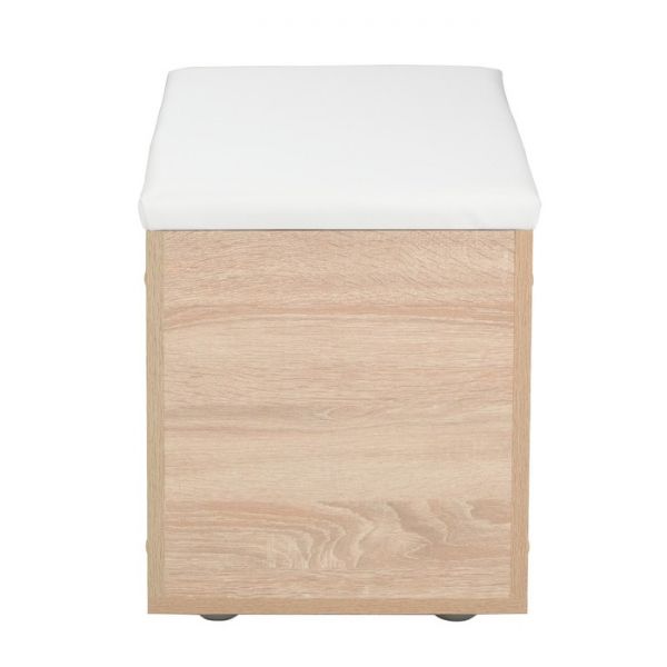 Пуф Герда 600х355х432 Дуб сонома/Экокожа белая