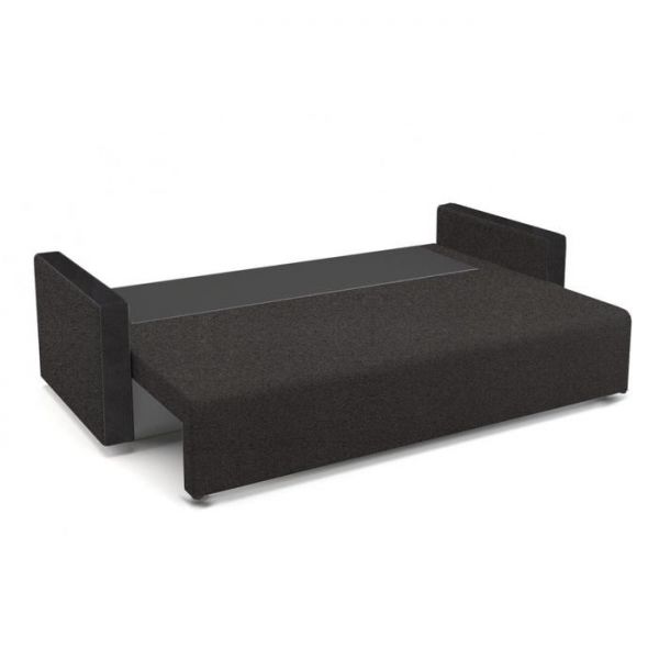 Диван «Алиса 4», еврокнижка, бельевой ящик, ткань рогожка, цвет bahama ash/теоs dark brown