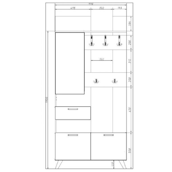 Прихожая Фарго, 988х436х2106, Дуб сонома/Бетон светлый