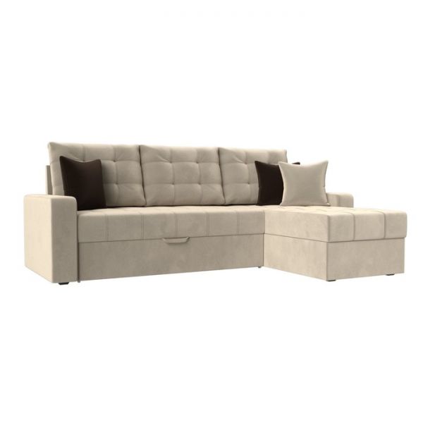 Угловой диван «Ливерпуль», механизм дельфин, микровельвет, цвет чёрный