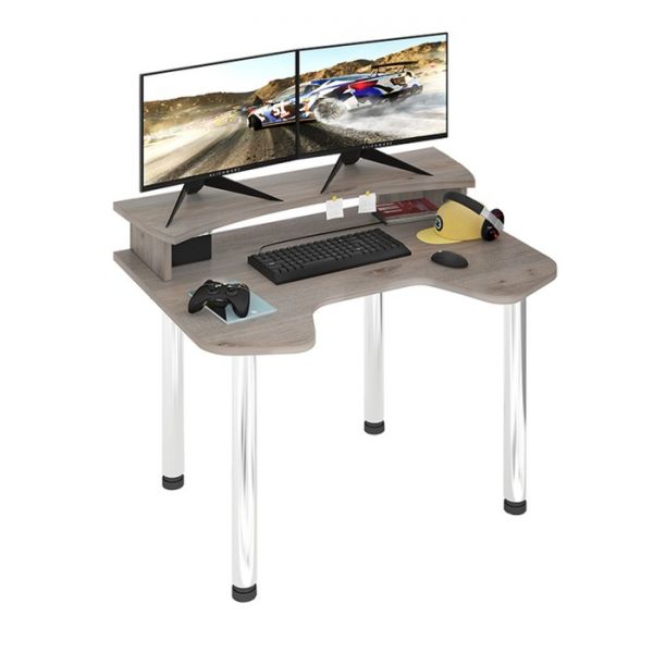 Стол СКЛ-Игр120МО с надстройкой, 1200 ? 900 ? 950 мм, цвет белый жемчуг