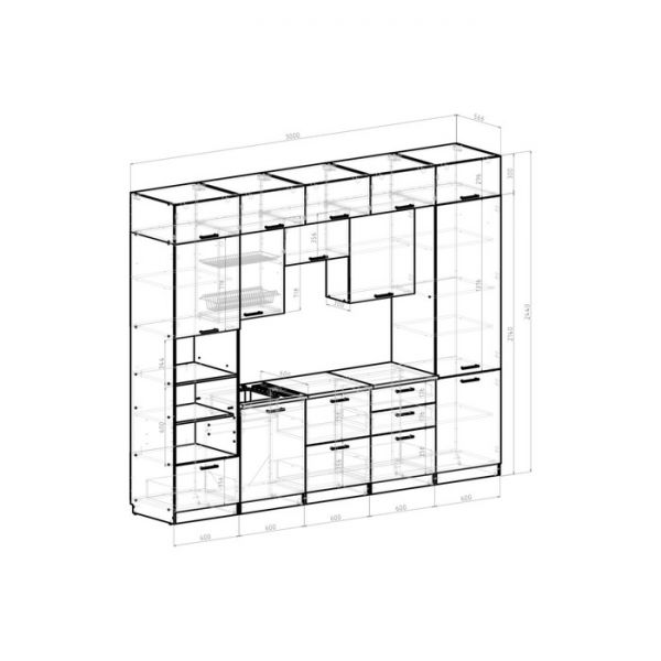 Кухонный гарнитур Агат экстра 3000х600 белый/дуб бунратти/капри/карамель