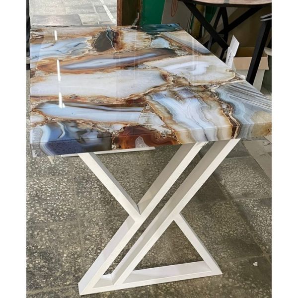 Обеденный стол «Оникс», 1200 ? 800 мм, опора «Х» белая, цвет кварц