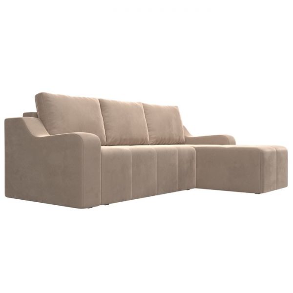 Угловой диван «Элида», правый угол, велюр, цвет бежевый