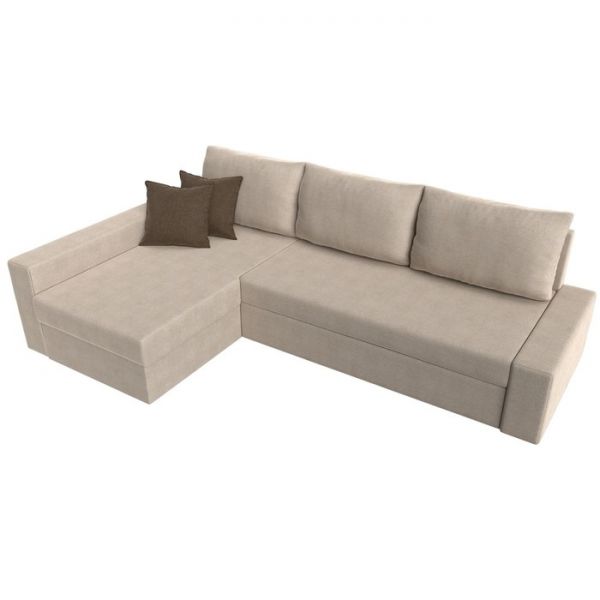 Угловой диван «Версаль», механизм дельфин, рогожка, правый угол, цвет бежевый