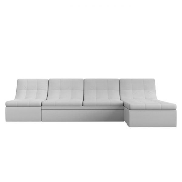 Угловой модульный диван «Холидей», механизм дельфин, экокожа, цвет белый