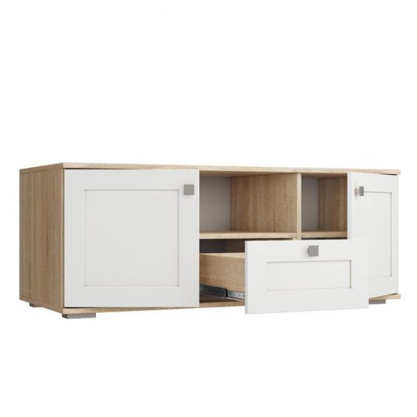 Тумба ТВ-19 РИВЬЕРА 1200х520х470 фасады ПВХ Белый/корпус Дуб Сонома