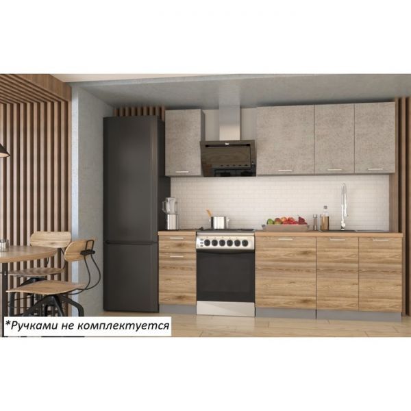 Кухонный гарнитур Лофт 10, 1800х600 мм, Дуб бунратти/Бетон светлый