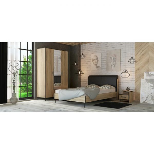 Тумба прикроватная 1 ящик Лофт 400х400х400 крафт золотой