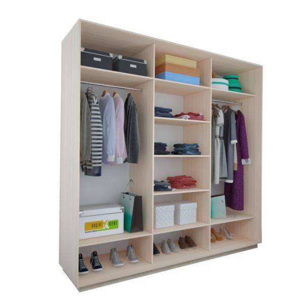 Шкаф-купе «Акцент-Вера», 1500 ? 600 ? 2310 мм, зеркало «спирали М», ясень шимо светлый