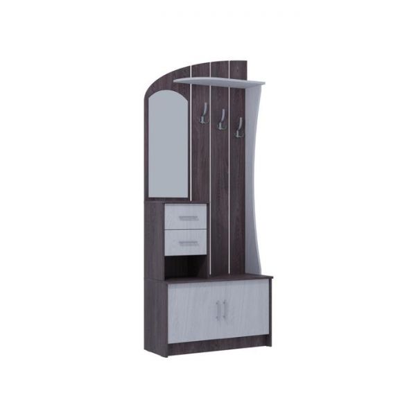 Прихожая «Саша 19», 840 ? 375 ? 2100 мм, ЛДСП, зеркало, ясень анкор тёмный / анкор светлый