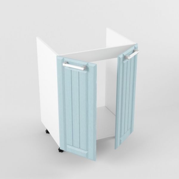 Шкаф под мойку с  2 дверями РоялВуд, 473х600х850, Белый/Голубой прованс