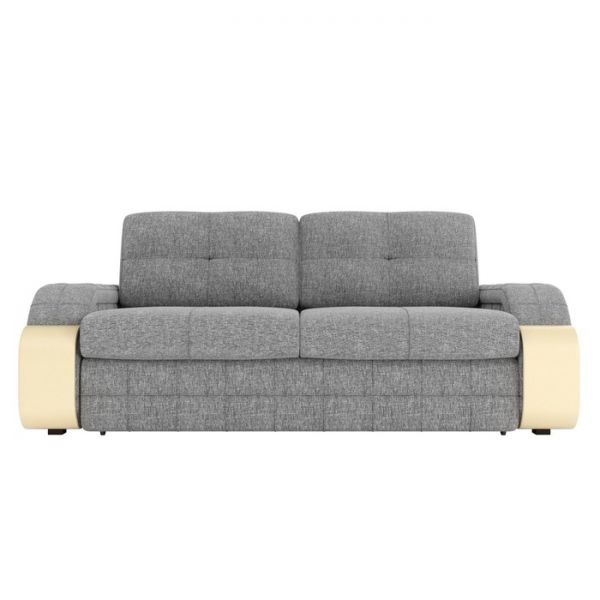 Диван прямой «Николь», механизм еврокнижка, рогожка, цвет серый / бежевый