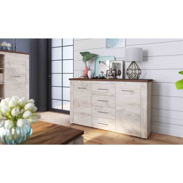 Комод «Мэдисон», 4 ящика, 1500 ? 405 ? 905 мм, цвет дуб эндгрейн/дуб экспрессив бронзовый