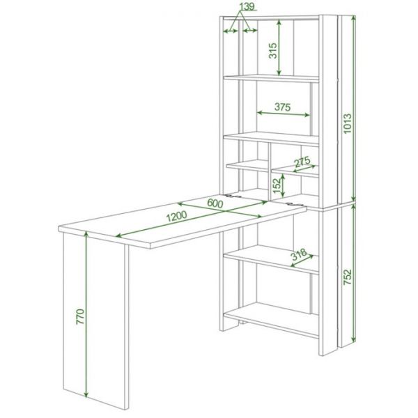 Компьютерный стол, 700 ? 1522 ? 1785 мм, цвет нельсон/белый