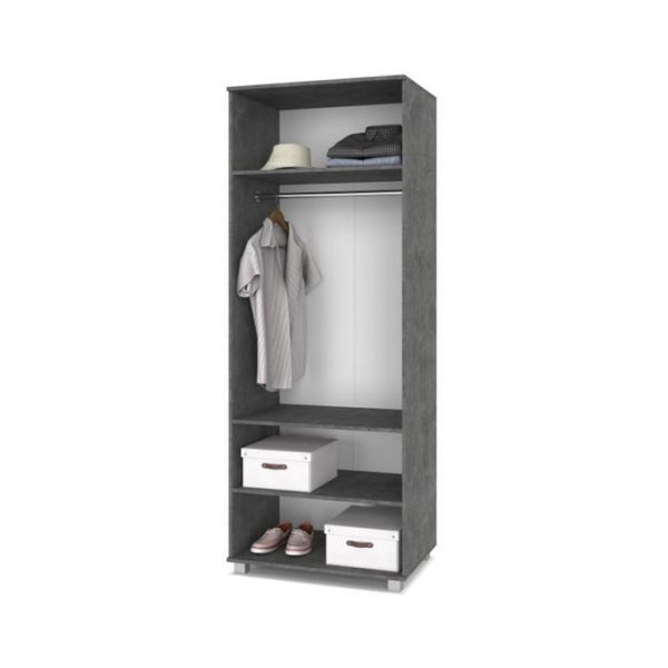 Шкаф Виора В22 520х800х2100 двухстворчатый со штангой и полк Камень темный/дуб ирландский