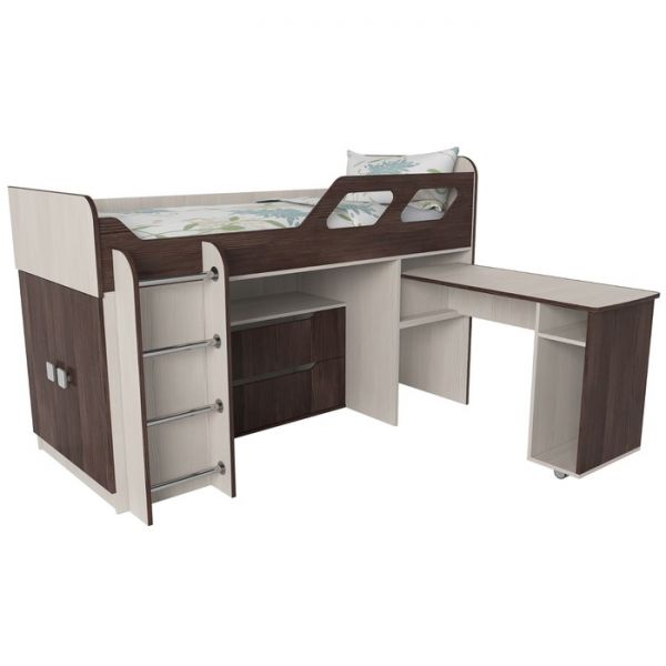 Кровать Вега 4 левый, 1950х1250х1260, Бодега светлый/Капучино