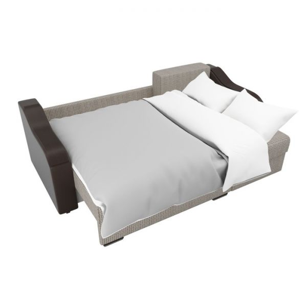 Угловой диван «Монако», механизм еврокнижка, рогожка, цвет бежевый / коричневый