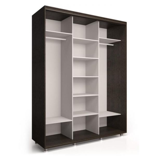 Шкаф-купе Стильный зелкало+ЛДСП Венге тёмный/Белый 2100х600х2300