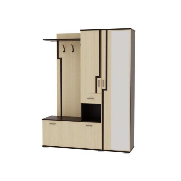 Прихожая «Саша 6», 1560 ? 430 ? 2036 мм, ЛДСП, зеркало, цвет венге / млечный дуб