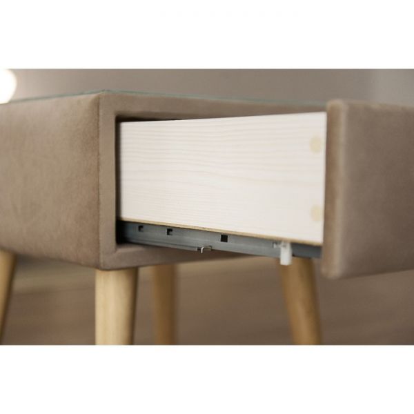 Тумба «Олимпия», 1 ящик, стекло, велюр, цвет velutto 05