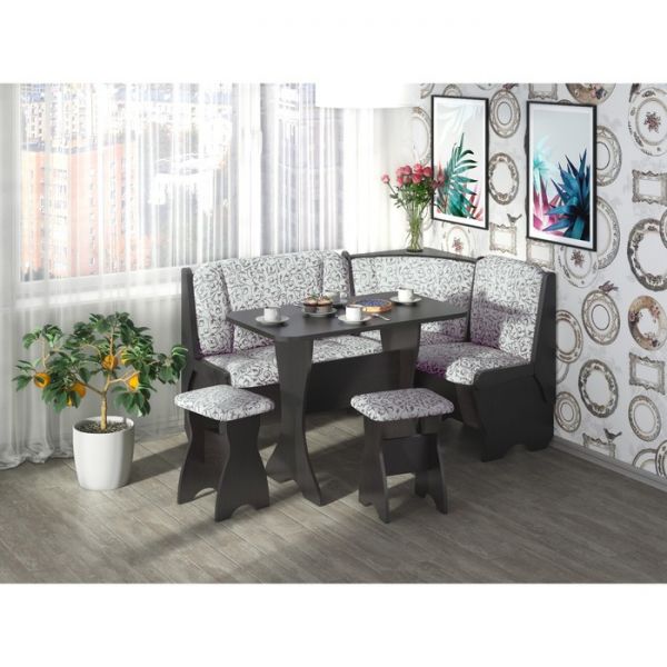 Кухонный уголок Орхидея  1500х1100х840 Венге/Цветы