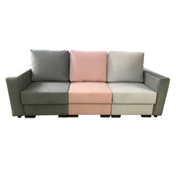 Диван трансформер "СТАР" ткань велюр серый / розовый / светло-серый