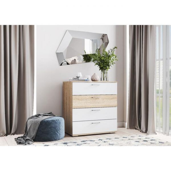 Комод ЛАЙТ 875х800х470 Белый/корпус Дуб Сонома