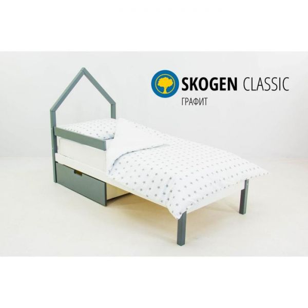 Детская кровать-домик мини "Svogen  графит-белый"