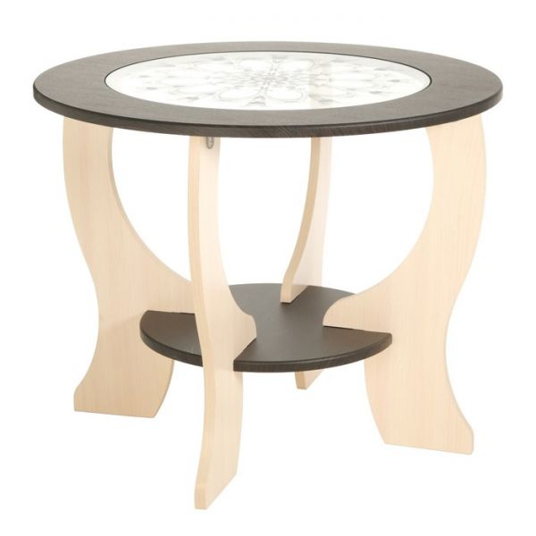 Стол журнальный СЖ-2 стекло прозрачное 685х685х550 Дуб выбеленный/Венге