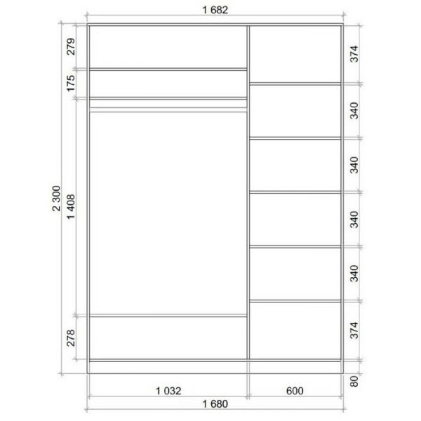 Шкаф-купе Хит-23-17-11, 2300х1682х620 Венге магия