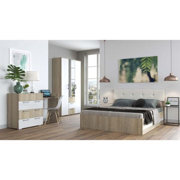 Комод Белладжио 1002х372х952 сонома/белый глянец