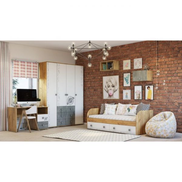 Шкаф-пенал Тренд 402х460х2176 крафт/белый фп