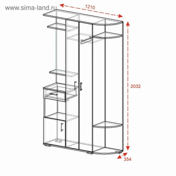 Прихожая Виза 1200х354х2032 Венге/Лоредо