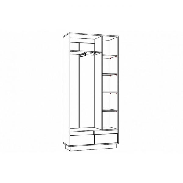 Шкаф 2-х ств  Virginia НМ 011.19, 942х400х2046, Белый Скандинавский/Дуб Бунратти