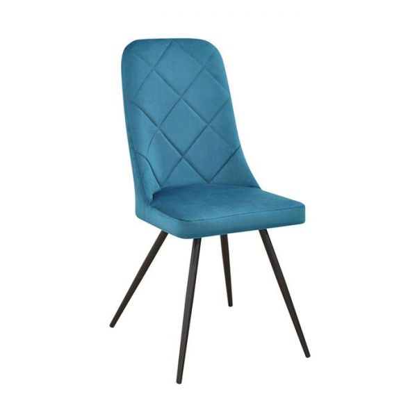 Стул «Орион», каркас металл чёрный, конус, велюр, цвет морская волна