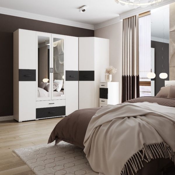 Шкаф многоцелевого назначения Сити-1 2272х540х400 Сосна карелия /Черный Глянец