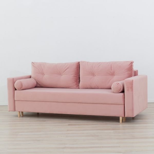 Прямой диван «Киото», механизм еврокнижка, велюр, цвет бежевый