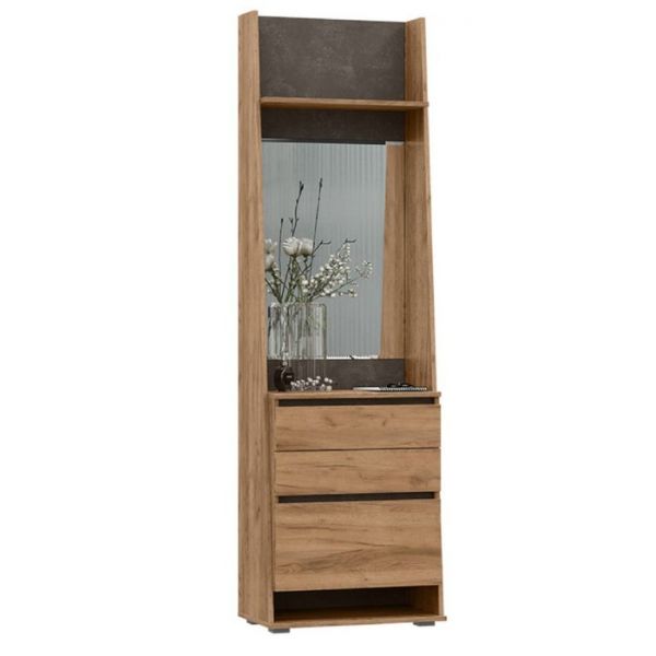 Тумба с зеркалом Соренто, 600х354х2006, Дуб крафт/Бетон темный