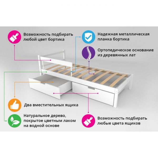 Детская кровать "Svogen classic графит-белый"
