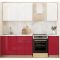 Кухонный гарнитур Бостон 1600х600 белый/белый/красный глянец