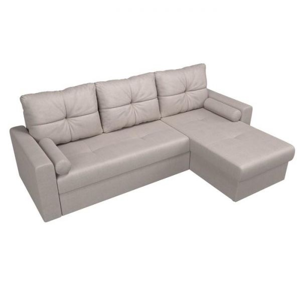 Угловой диван «Верона», механизм дельфин, рогожка, правый угол, цвет бежевый