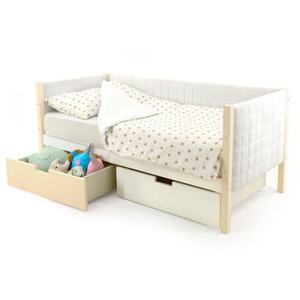 Детская кровать-тахта мягкая Svogen бежево-белый