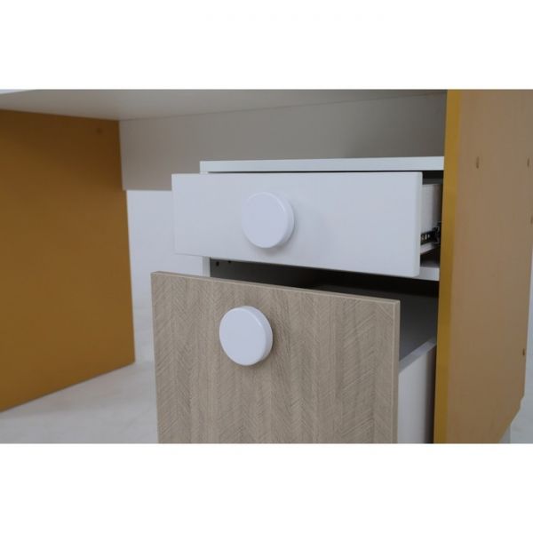 Стол письменный с тумбой Манго-1 1200х550х750 белый/охра/палермо