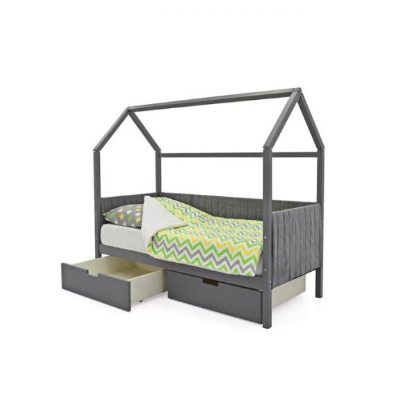 Детская кровать-домик мягкий Бельмарко  Svogen графит