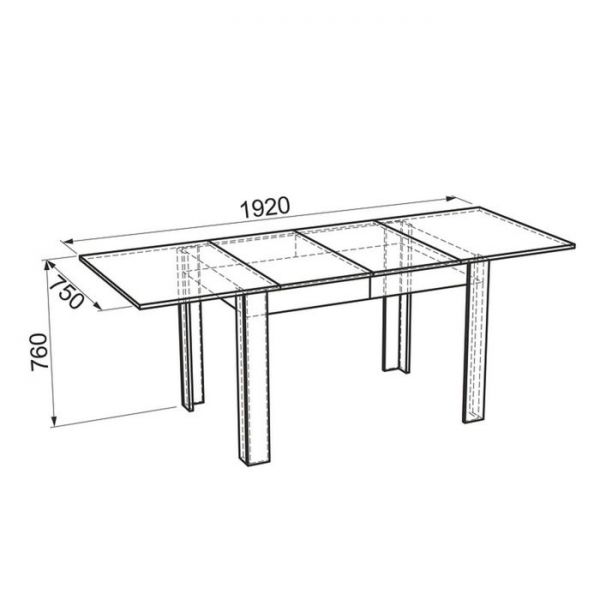 Стол обеденный Гермес 2, венге/дуб млечный, ширина - 1120/1520/1920 мм