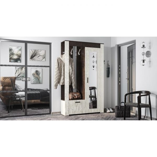 Прихожая Франк 1202х330х2000 крафт/ясень белый