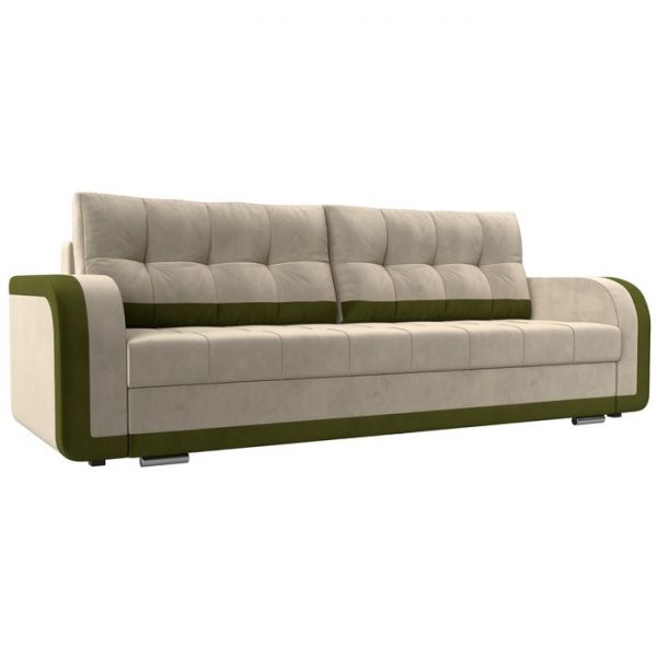 Диван прямой «Марсель», механизм еврокнижка, микровельвет, цвет бежевый / зелёный
