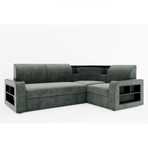 Угловой диван «Фараон», универсальный, дельфин, велюр, цвет селфи 01, вставка астор 536