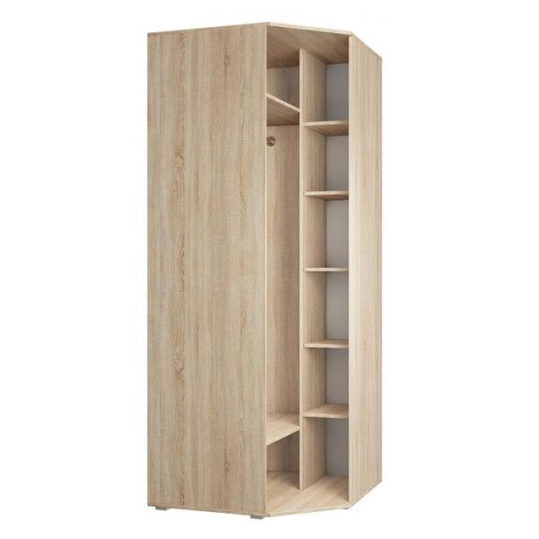 Шкаф ШУ ДВП/ДВП РИВЬЕРА 850х850х2100 фасады ПВХ Белый/корпус Дуб Сонома